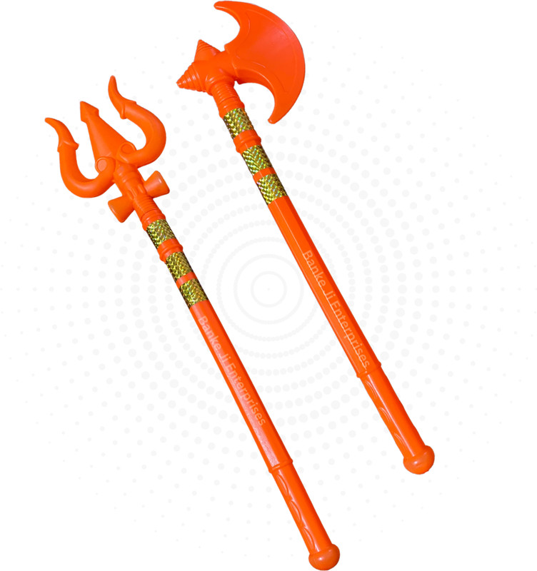 Banke Ji Enterprises Parshuram Farsa, Shiv ji Trishul 2Pcs Battle Toy set for kids hand weapon toys Maces & Swords(Orange)