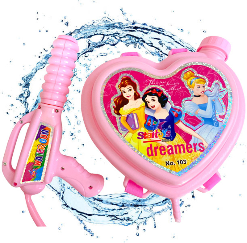 Evisha Water Gun Heart Shaped Tank,Princess Dreamers Holi Pichkari for Holi Festival Water Gun(Pink)