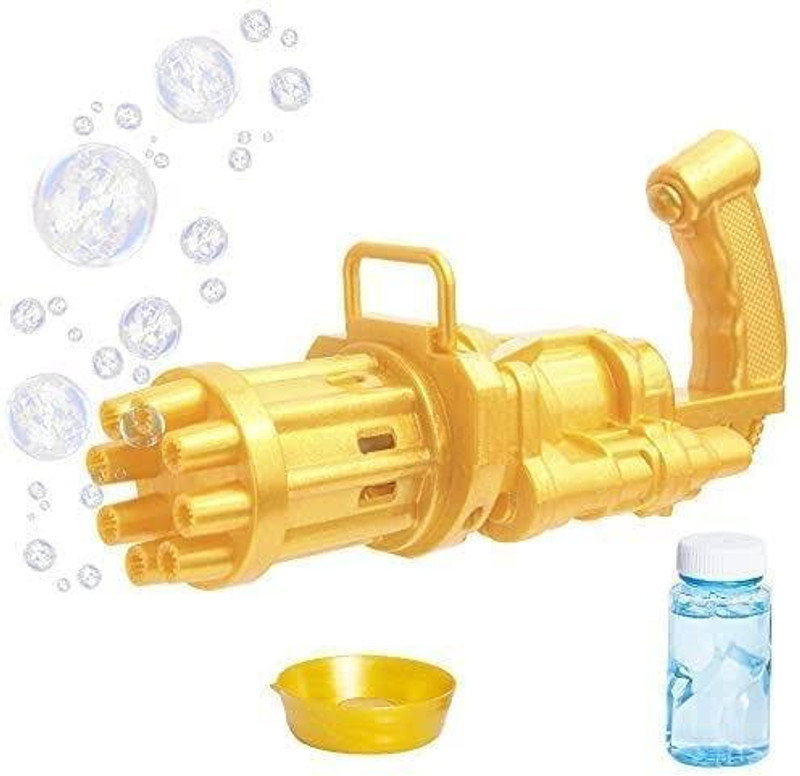Citrine Yellow Bubble 8 Hole Gatling Electric Gun Eye Catching For Kids Boys Girls Water Gun(Yellow)