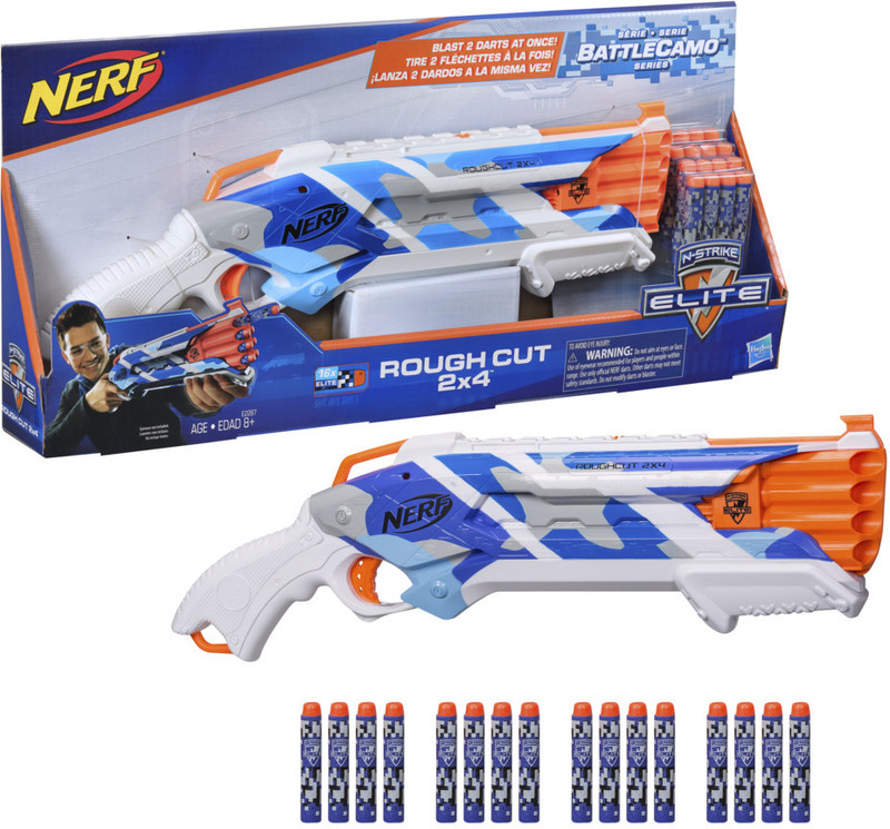 Nerf N-Strike Elite BattleCamo Series Rough Cut 2x4 for Kids Ages 8 and up Guns & Darts(Multicolor)