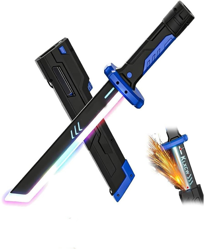 Braintastic LED Light Up Sword with 7 Color Changing, Realistic Sound & Smoke Effect Ninja Gears(Orange)