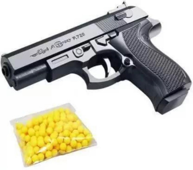 TOMUNCLE Mini Toy PUBG Pistol with 8 Round Barell and 6 mm Plastic (60pc Bullet) Guns & Darts(Black)