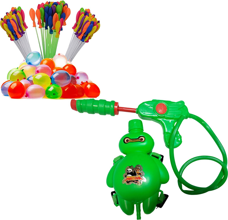 Brown Leaf High Pressure Mono Fish Pichkari With Magic Balloons Water Gun(Blue)