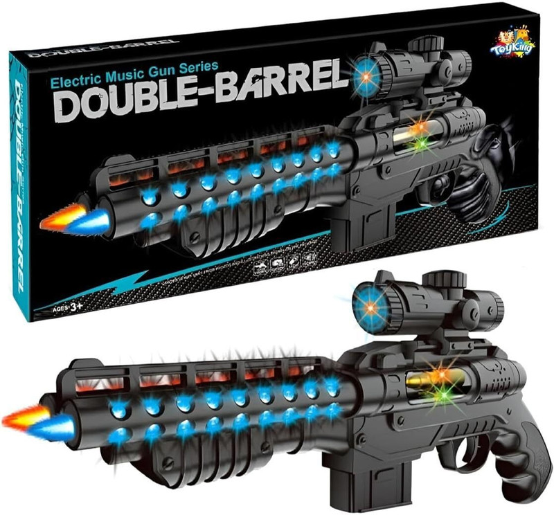 ToyoWorld Black Toy Gun with Musical -Double Barrel Gun Electric Gun Water Gun(Multicolor)