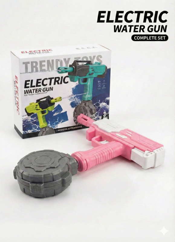 The RU Electric Water Gun Toy with Drum Tank (Battery Operated AA Cells) Water Gun(Pink)