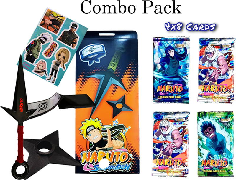 KAPIL Naruto Ninja Set-Kunai Shuriken Headband 6 Sticker With Anime Tranding Card Game Ninja Gears(Multicolor)