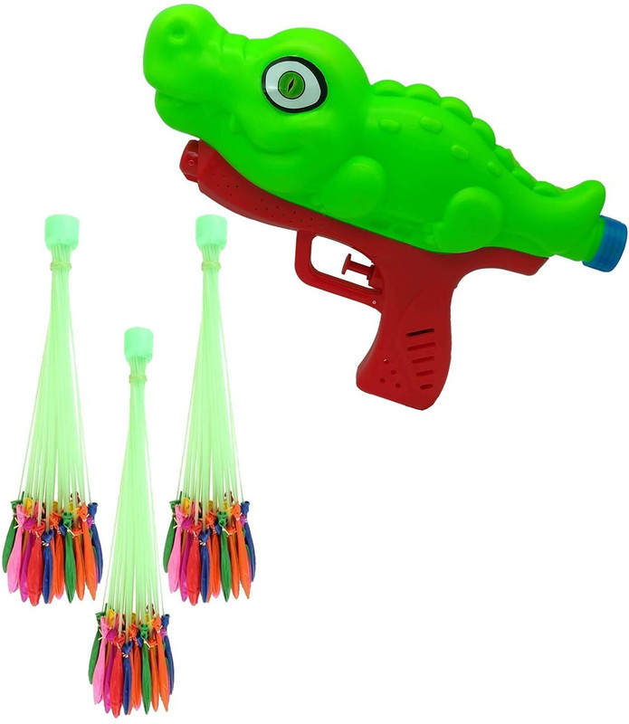 Brown Leaf 2 Pichkari +6 Magic Bunch Balloons Set 37pcs Each for Children Holi & Pool Party Water Gun(Blue, Multicolor)