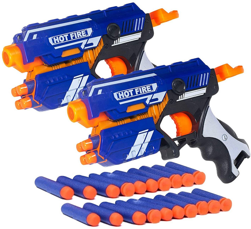Kidoyz Blaze Storm Soft Bullet Gun Toy With 10 Bullets, Gun Darts Toys Guns Pack Of 2 Guns & Darts(Blue)
