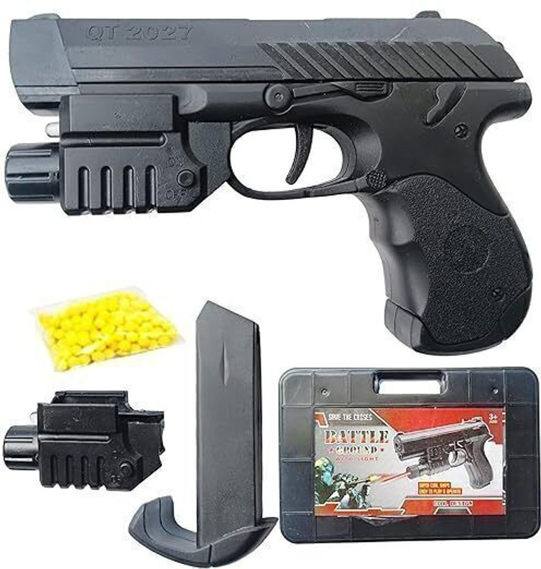 Shubhank Hub Battle Ground Toy Gun Set with Light, Pretend Play Pistol Toy for Kids Age 3 Guns & Darts(Black)