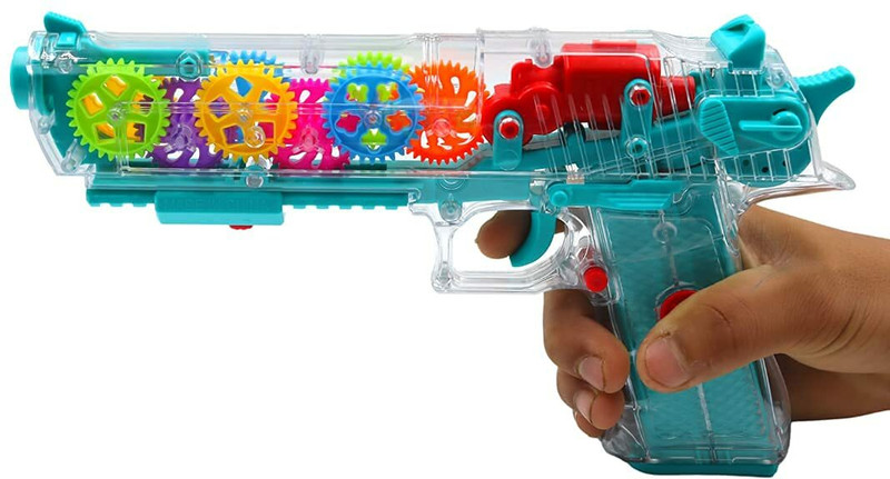 Galactic Transparent Glow Gun with Musical Blaster with Moving Gears Concept Gun Toys with Colourful Flashing 3D Lights Kids(Multicolor) Water Gun(Multicolor)