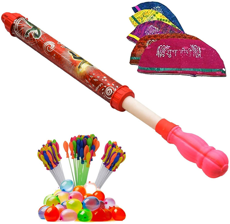 Brown Leaf Holi Water Pichkari for Kids Holi Pool Party(1 Pichkari + 200 Water Balloons) Water Gun(Multicolor)