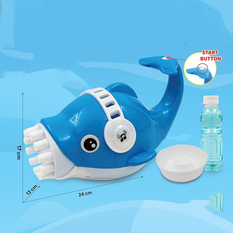 DIKUJI ENTERPRISE Dolphin Bubbles Gatling Machine 10-Hole Battery Operated Electric Gun Toy Water Gun(Blue)