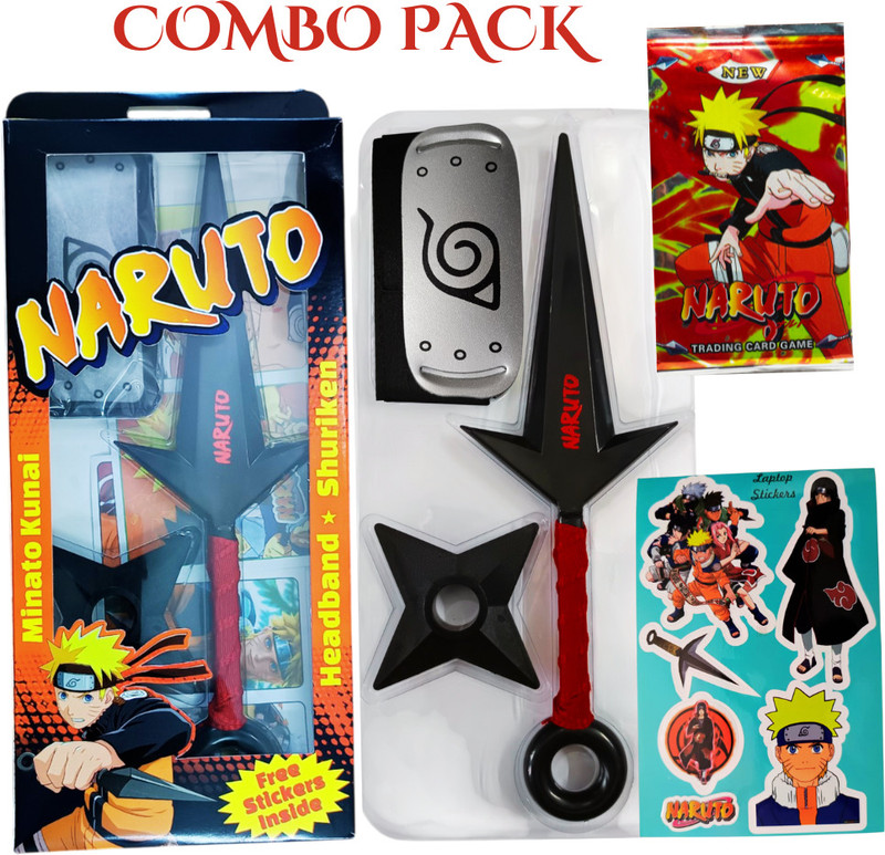 Animex Naruto Kunai Shuriken Chakra Blade Head Band Stickers and Cards Mega Combo Pack Ninja Gears(Multicolor)