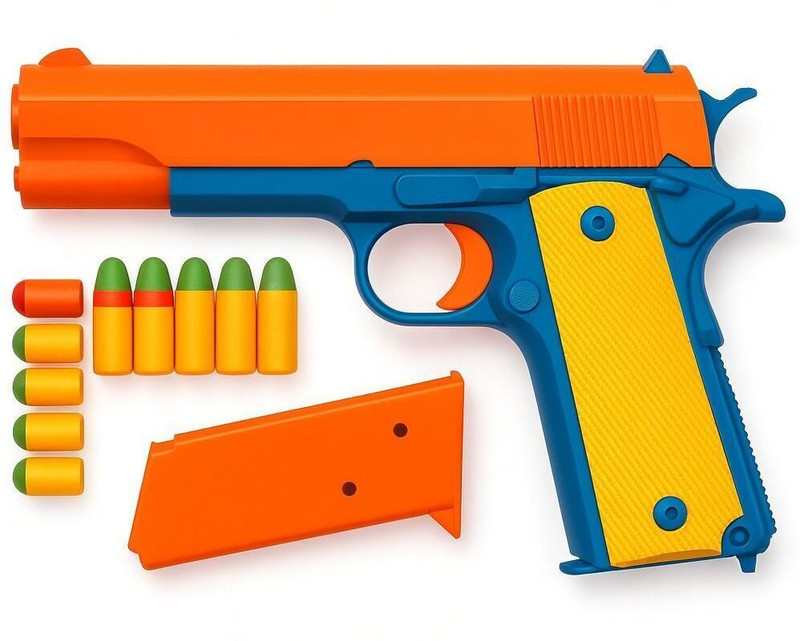 Kidzkollection Soft Bullet Dart Gun with Ejecting Magazine – Fun Shooting Toy for Kids Darts & Plastic Bullets(Multicolor)