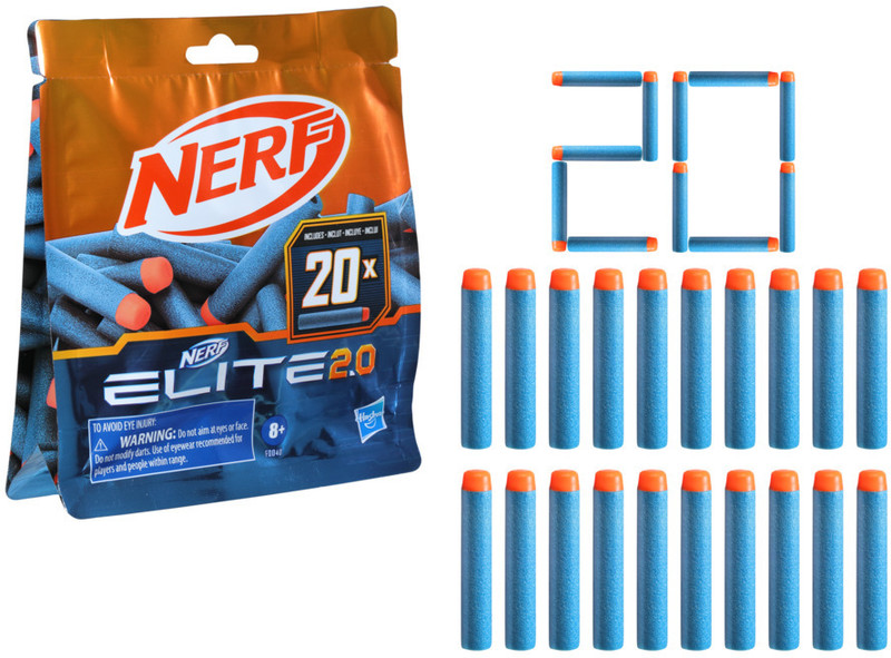 Nerf Elite 2.0 20-Dart Refill Pack ,Compatible With All Elite Blasters Darts & Plastic Bullets(Multicolor)