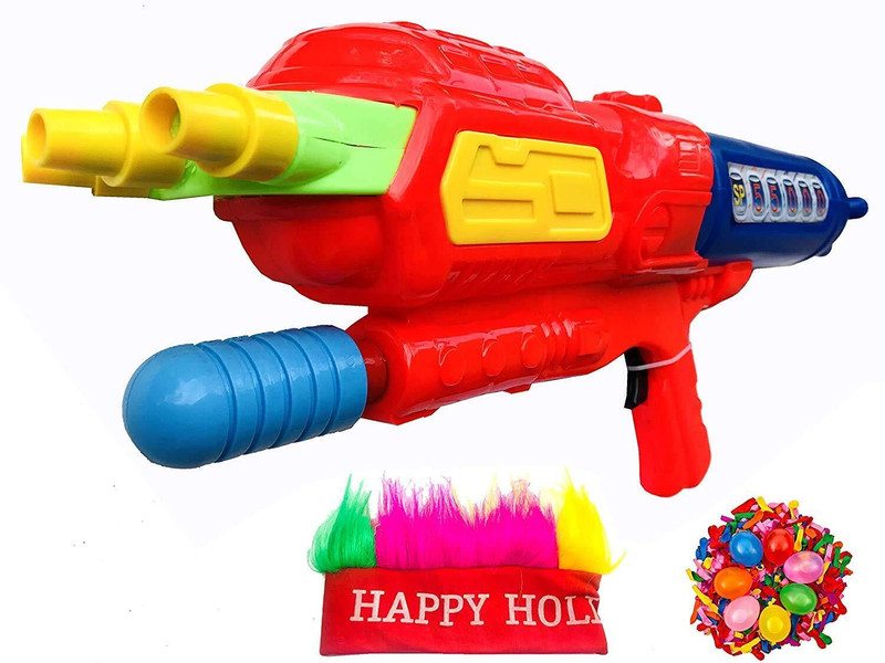 Evisha Holi Cap and 3 Nozzle Big Long Water Pistol Holi Pichkari |Toy Gun |50 Balloons Water Gun(Multicolor)