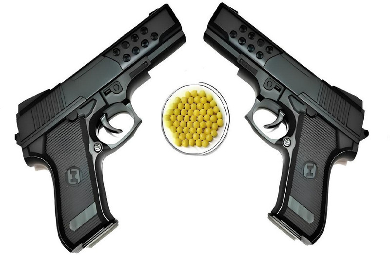 CannyCubs Quick Load PUBG Mouser Gun Toy with 120 BB Bullets| Pack of 2| Army & Police| Guns & Darts(Black)
