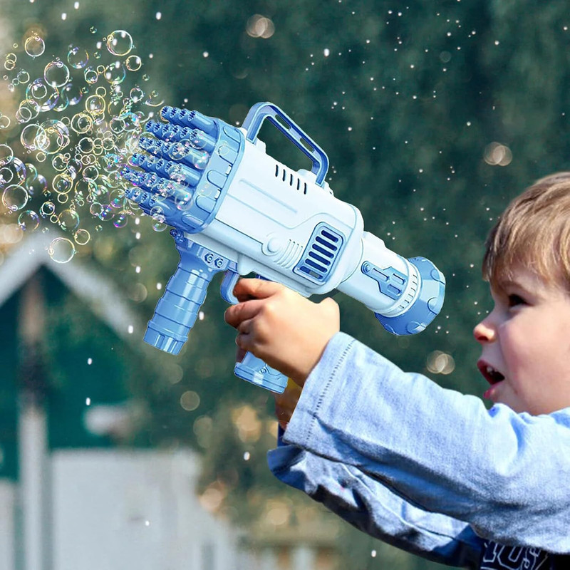 KidsCorner Electric Bubble Machine Gun Toys for Kids, Solution Liquid, Dipping Tray Water Gun(Blue)