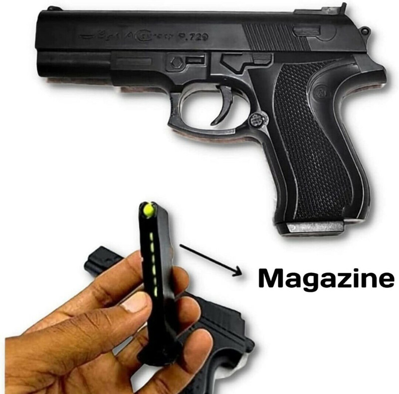 DriZZling Toy Gun 729 for Kids with 6mm Plastic Bullets - Birthday Gift- Pack of 2 Guns & Darts(Black)