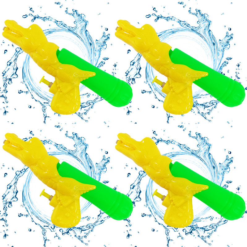 Ascension Set of 4 Cartoon Pichkari for Girls Boys Kids Water Toy Gun for Children Gifts Water Gun(Yellow, Green)