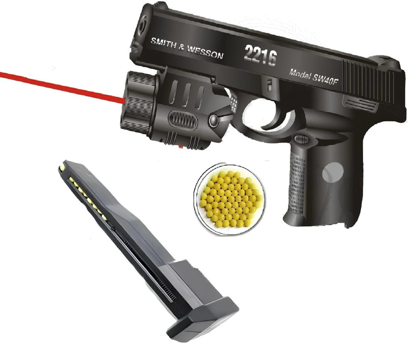 Cambly PUBG Big Laser Mouser Toy Gun - Pistol with Laser Light & 100 BB Bullets |Army| Guns & Darts(Black)
