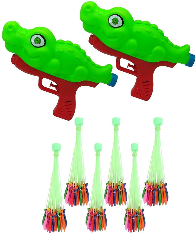 Brown Leaf 2 Dog Design Water Gun Pichkari Toys For Holi +6 Magic Bunch Balloons Water Gun(Pink)
