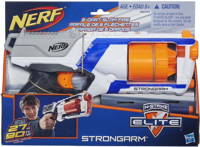 Nerf Elite Strongarm Toy Blaster with Rotating Barrel,Slam Fire, Incl. 20 Darts, Guns & Darts(Multicolor)