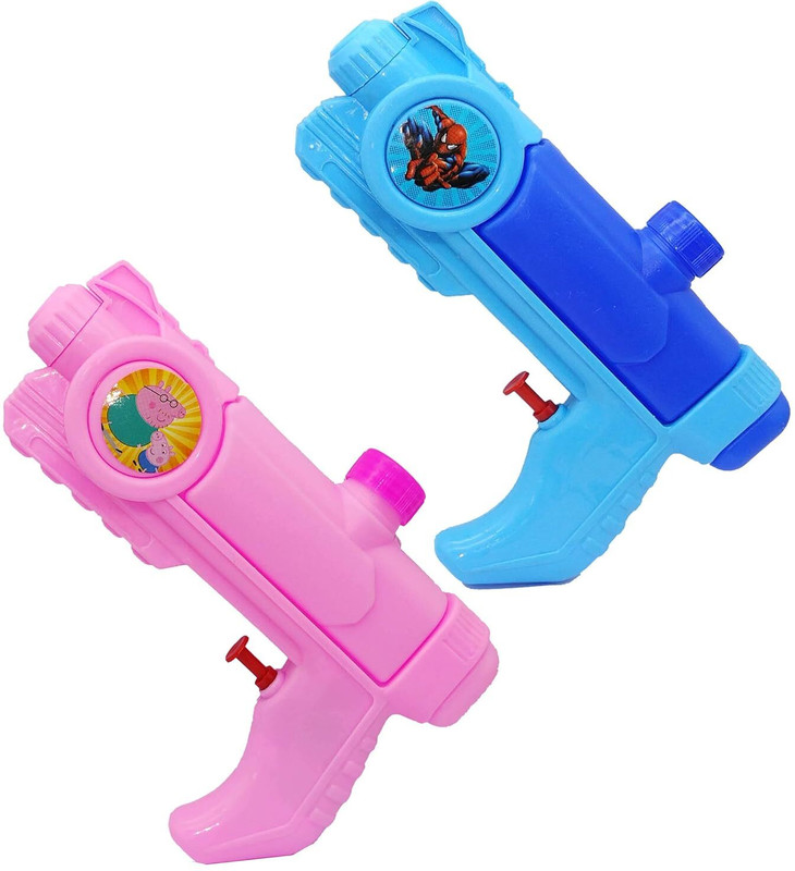 Brown Leaf Shotgun Shape Holi Water Gun Pichkari for Kids Holi & Pool Party(2 Pichkari) Water Gun(Pink, Blue)