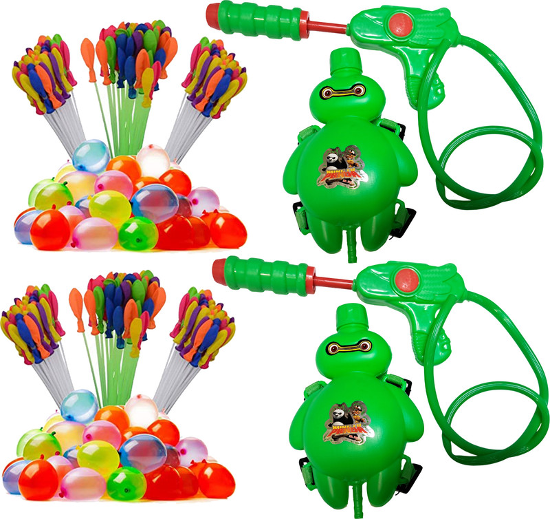 Brown Leaf High Pressure Water Tank Pichkari With Magic Balloons Kids Toys For Holi Party Water Gun(Green)