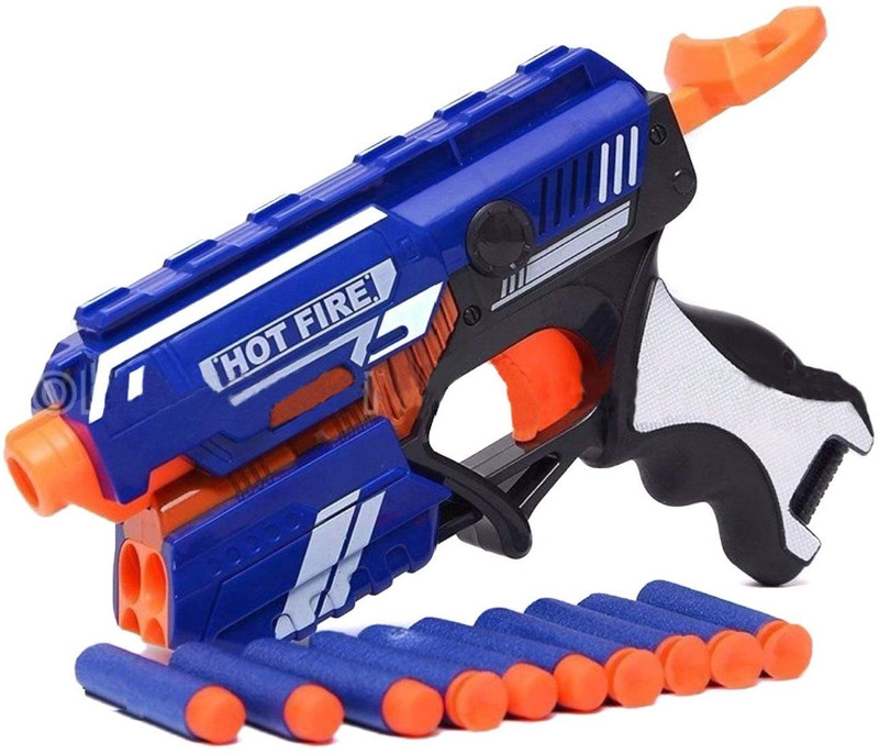 FunFly Blaze Storm Hot Fire Soft Bullet Gun Toy with 10 Darts & Plastic Bullets(Multicolor, Blue, Orange)