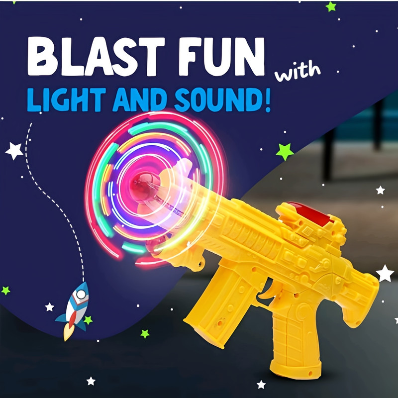 Zenex store Musical Space Toy Gun for Kids Colorful 3D Light Effects Music LED Fan Vibration Guns & Darts(Multicolor)