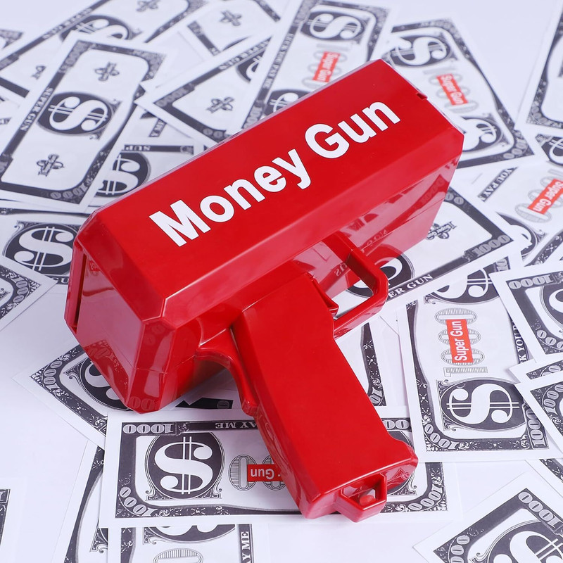 KidsCorner Money Gun Compatible with Wedding, Parties and Fun Includes Dummy Notes Money Gun(Red)
