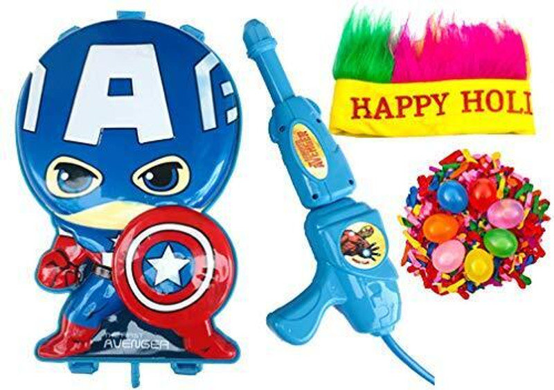 Evisha Pressure Water Gun Holi Pichkari for Children,Get Holi Cap and 50 Water Balloons Water Gun(Blue)
