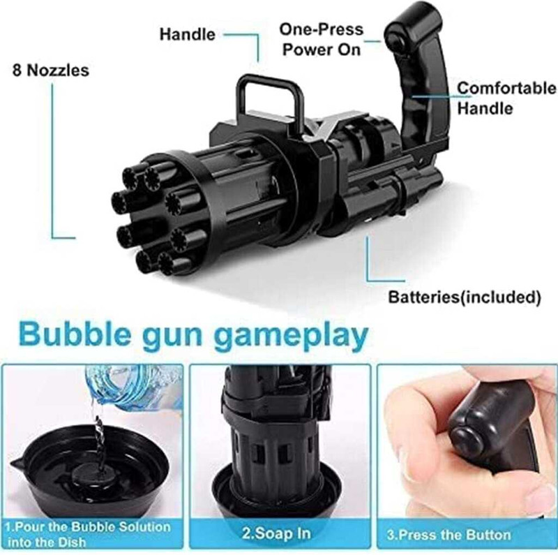 Citrine Latest Cool Bubble Gun Gatling Electric 8 Hole Best Gift For Boys and Girls Water Gun(Multicolor)