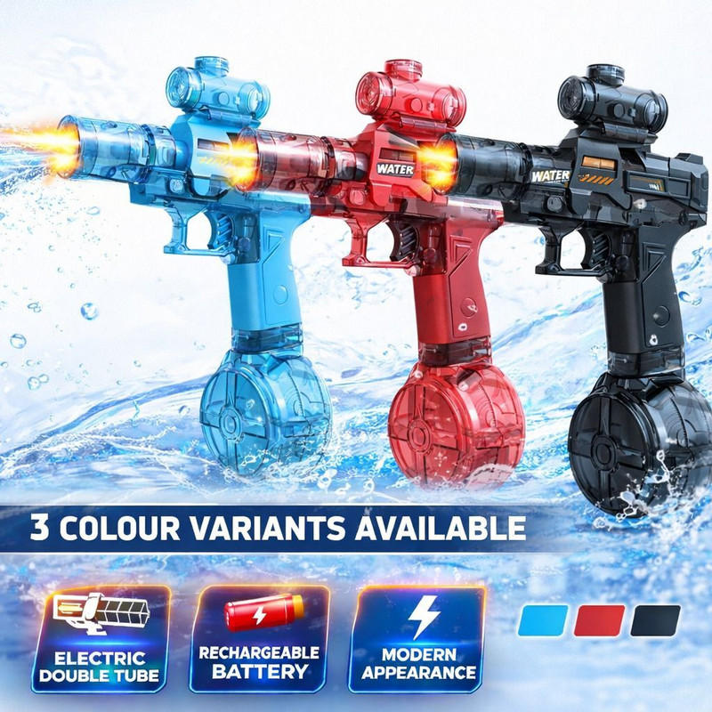 MEMOBEES Electric Water Gun with Sensor Light I Holi Special Pitchkari Gun for Kids Water Gun(Blue, Red, Black)