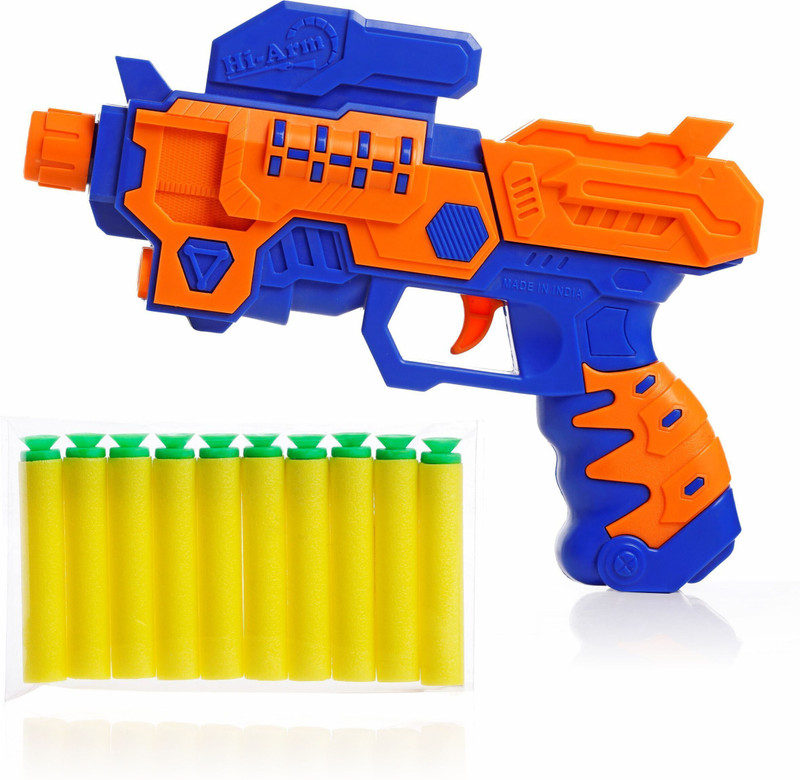 Aditi Toys Plastic Toy Gun for Kids, Soft Bullet Gun with 10 Soft Foam Bullets Darts & Plastic Bullets(Multicolor)
