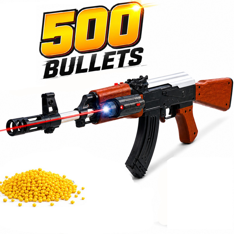 NHR AK47 Toy & Shooting Weapon for Kids with Laser Light and 500 Bullet Guns & Darts(Multicolor)