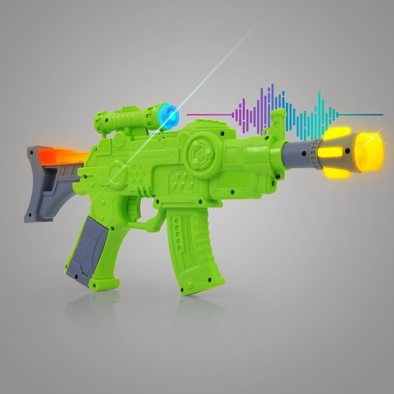 Toy Wings Musical Toy Gun for Kids, Sound Toy Gun with Infrared Laser Light Effects, Armor Sets(Green)