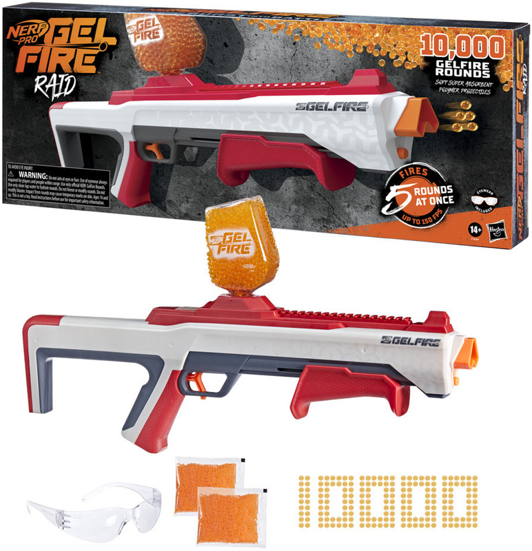 Nerf Pro Gelfire Raid Blaster, Fire 5 Rounds W/ Hopper, Toys For Ages 14 + Guns & Darts(Multicolor)