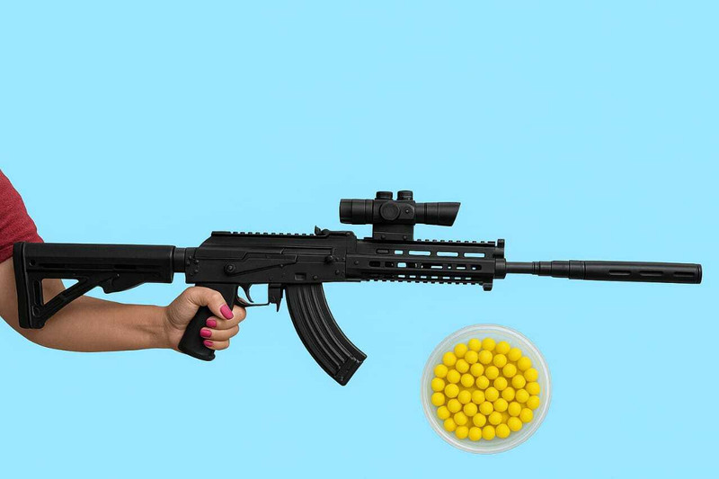 vanshanchal 90 CM LONG TOY GUN WITH BB BULLETS CAP/GOOGLE Darts & Plastic Bullets(Black)