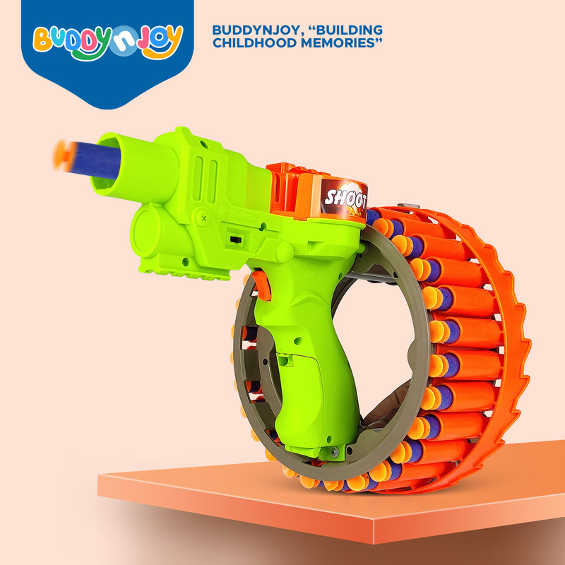 Buddynjoy BJ The Ultimate 28 Soft Bullet Machine Gun Darts & Plastic Bullets(Green, Orange)