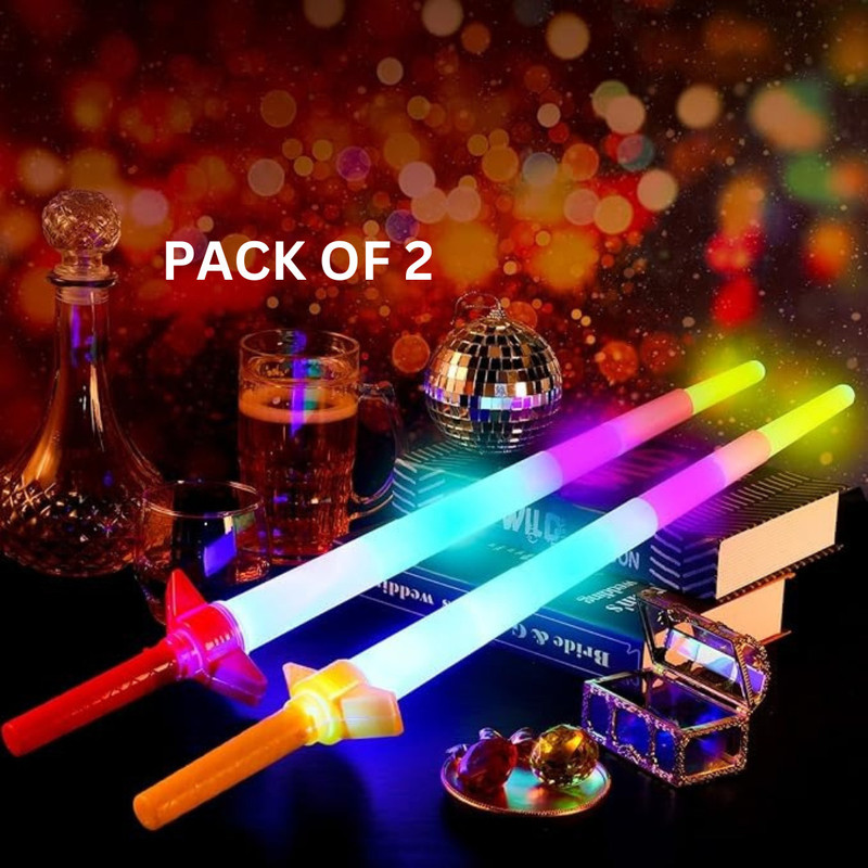 Wolver 2 Pcs Light Up Expandable LED Light up Sabers Glow in the Dark Laser Maces & Swords(Multicolor)