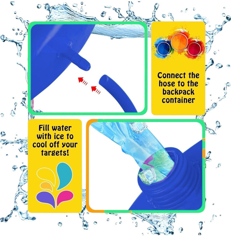 SARASI Holi Water Tank Gun For Kids Boy, 1.9L Tank, 100 Balloons, 1 Color Water Gun(Blue)