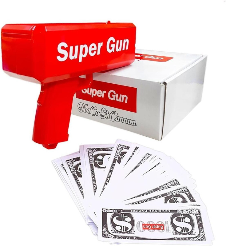 SHUANGFENG Red Super Gun Money Shooter Toy with Play Currency for Kids and Party Fun Money Gun(Red)