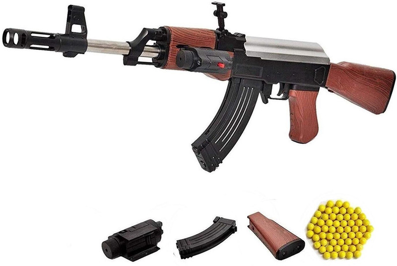 WAKTORO Ak 47 Toy Shooting Gun for Kids with Laser Light and 100 Bullets Guns & Darts Guns & Darts(Multicolor)