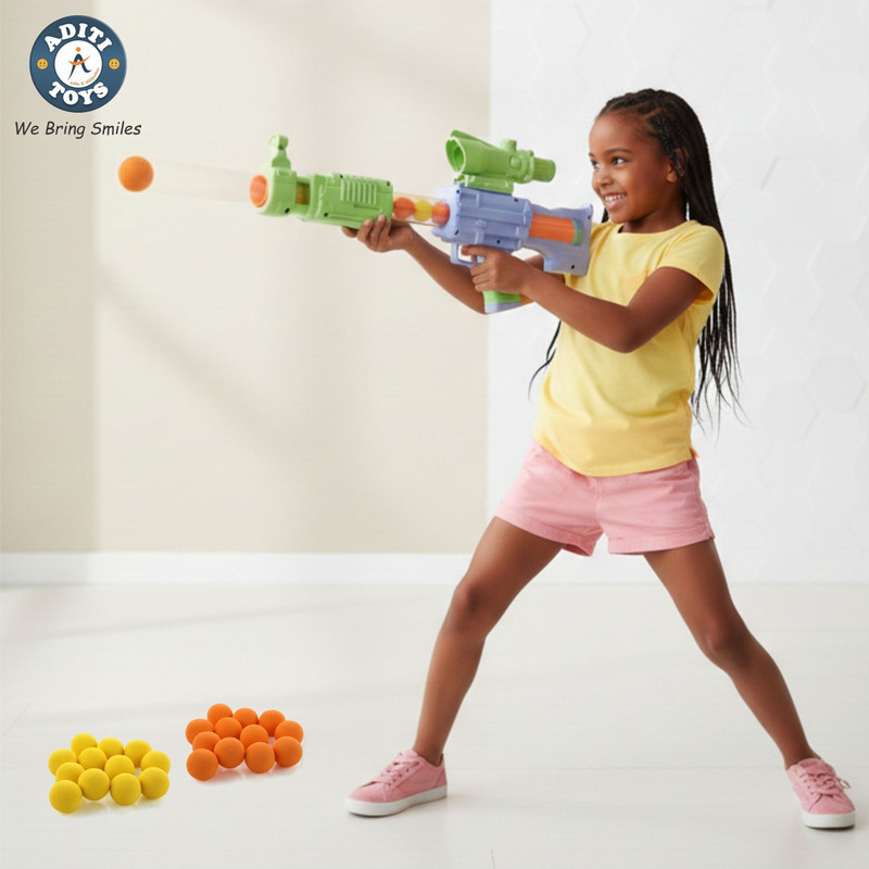 333MART Space Explorer Pneumatic Gun Include 24 Soft Foam Ball for Boys & Girls 5+ Age Darts & Plastic Bullets(Green)