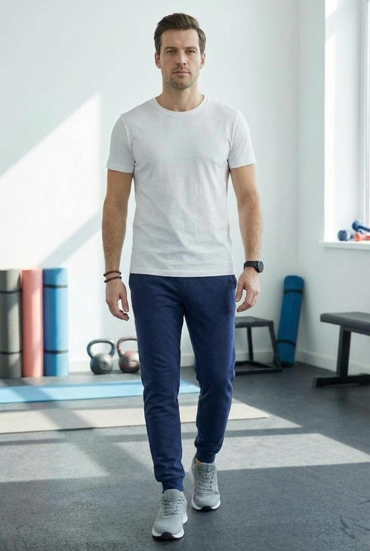 ANAND Solid Men Dark Blue Track Pants