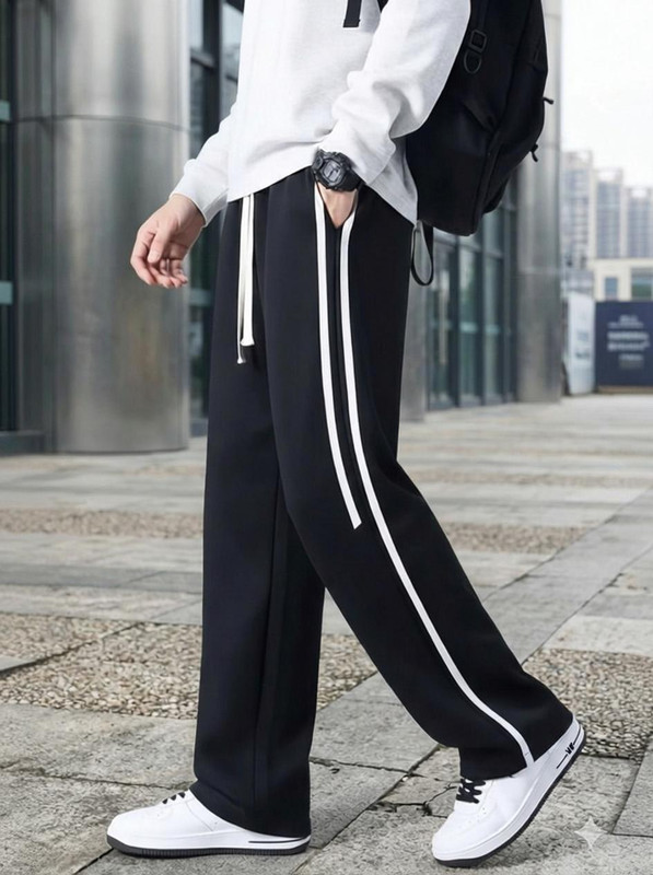 KEESUN Striped Men Black Track Pants