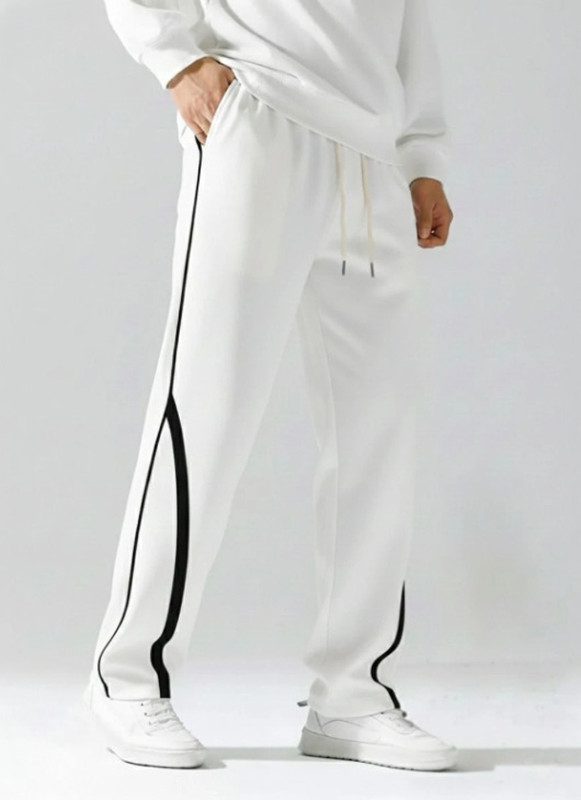VEXUA Striped Men White Track Pants