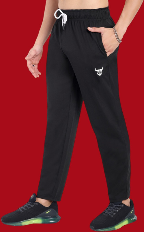Go Devil Solid Men Black Track Pants